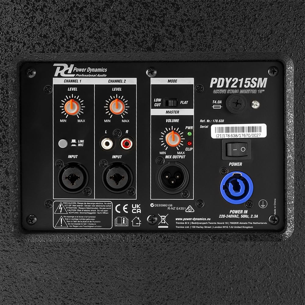 Power Dynamics PDY215SM Aktiver Bühnen Monitor 15" - 800 Watt - Monitor-Lautsprecher Stage