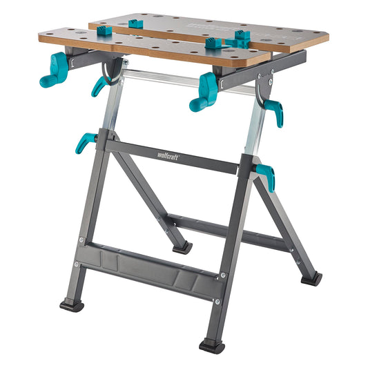 wolfcraft Master 650 Ergo Spann- und Arbeitstisch – höhenverstellbarer, mobiler Arbeitstisch mit Spannbacken und Einlegebrett, 6870000, Made in Europe