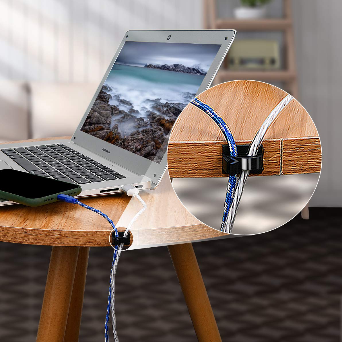 SOULWIT® 50 Stück Stark Selbstklebende Kabel-Management-Clips, Kabel-Organizer für TV, PC, Laptop, Ethernet Kabel, Desktop, Heim, Büro