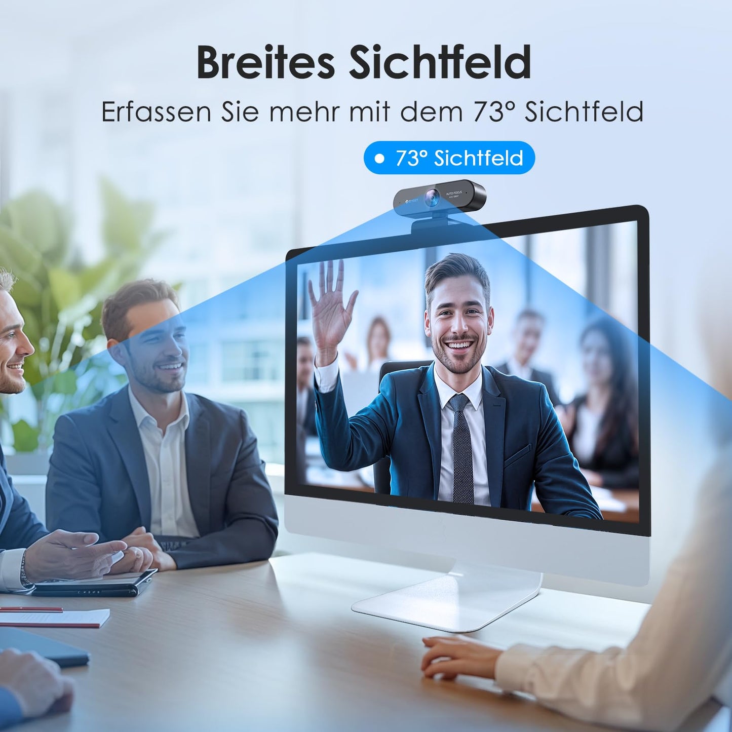 EMEET 1080P Webcam mit 2 Mikrofon - NOVA Full HD Webcam mit Autofokus, Streaming Webkamera mit Low-Light Korrektur, 73 ° Sichtfeld, Plug & Play, 360 °Drehung, für Skype, Zoom, Konferenzen, Streaming