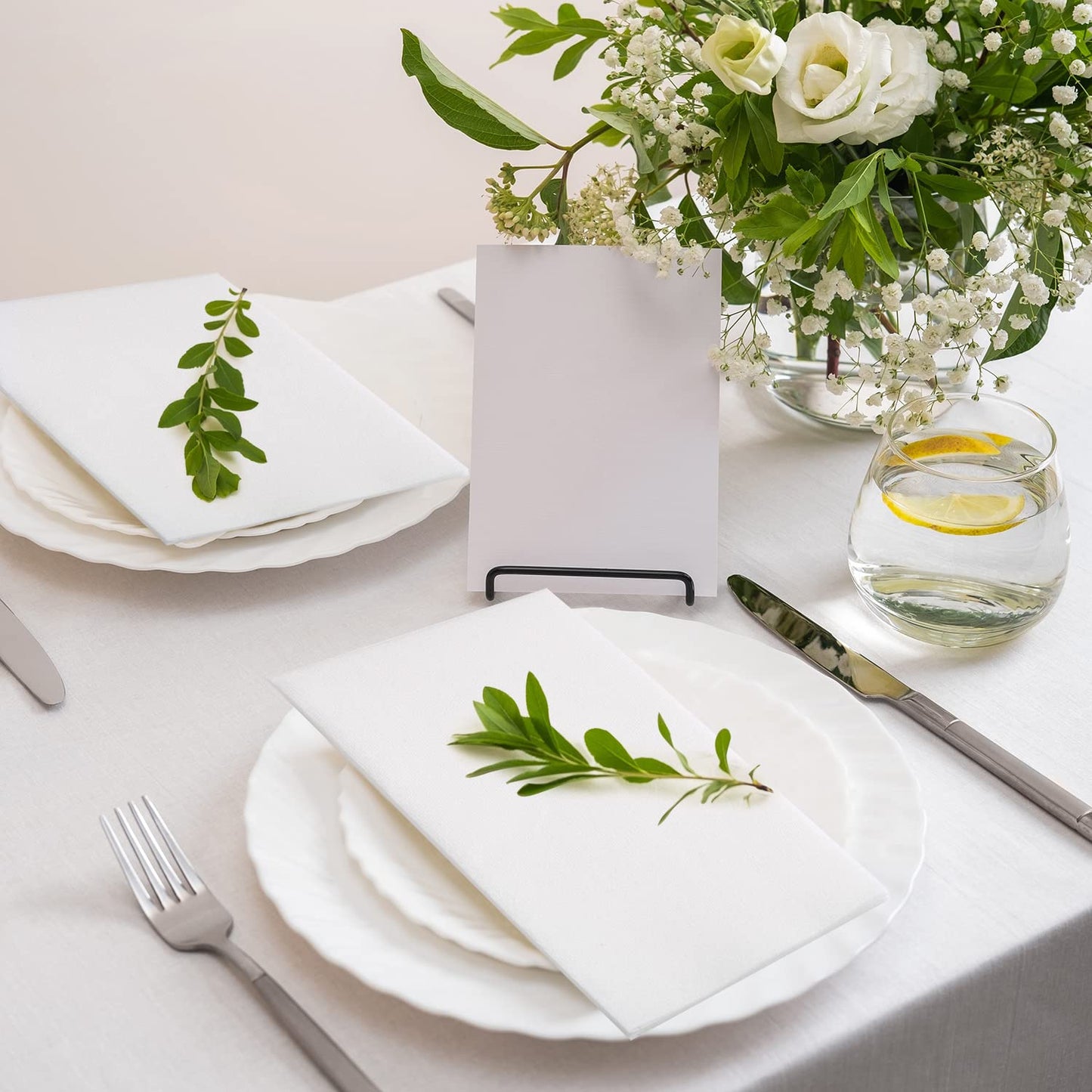 LEKOCH 100 PCS Einweg Servietten Weiß, Air Laid Stoffähnlich Servietten Für Hochzeit Premium QUALITÄT,43x30