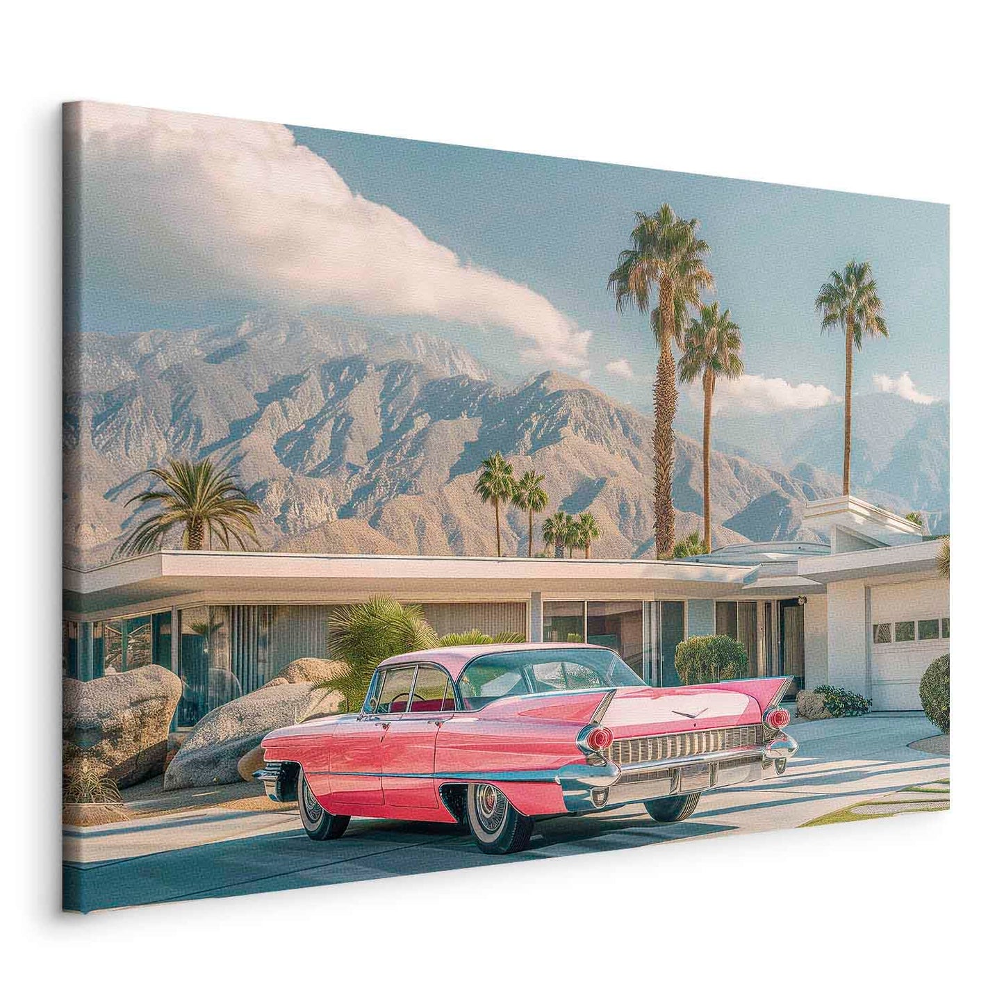 murando - Wandbilder Summer Vibes 60x40 cm 1 tlg Wand Deko Leinwand Bilder Groß Wanddeko Wohnzimmer Schlafzimmer Kunstdrucke Feiertage Sommerlandschaft Sommer Cadillac Eldorado c-H-10030-b-a
