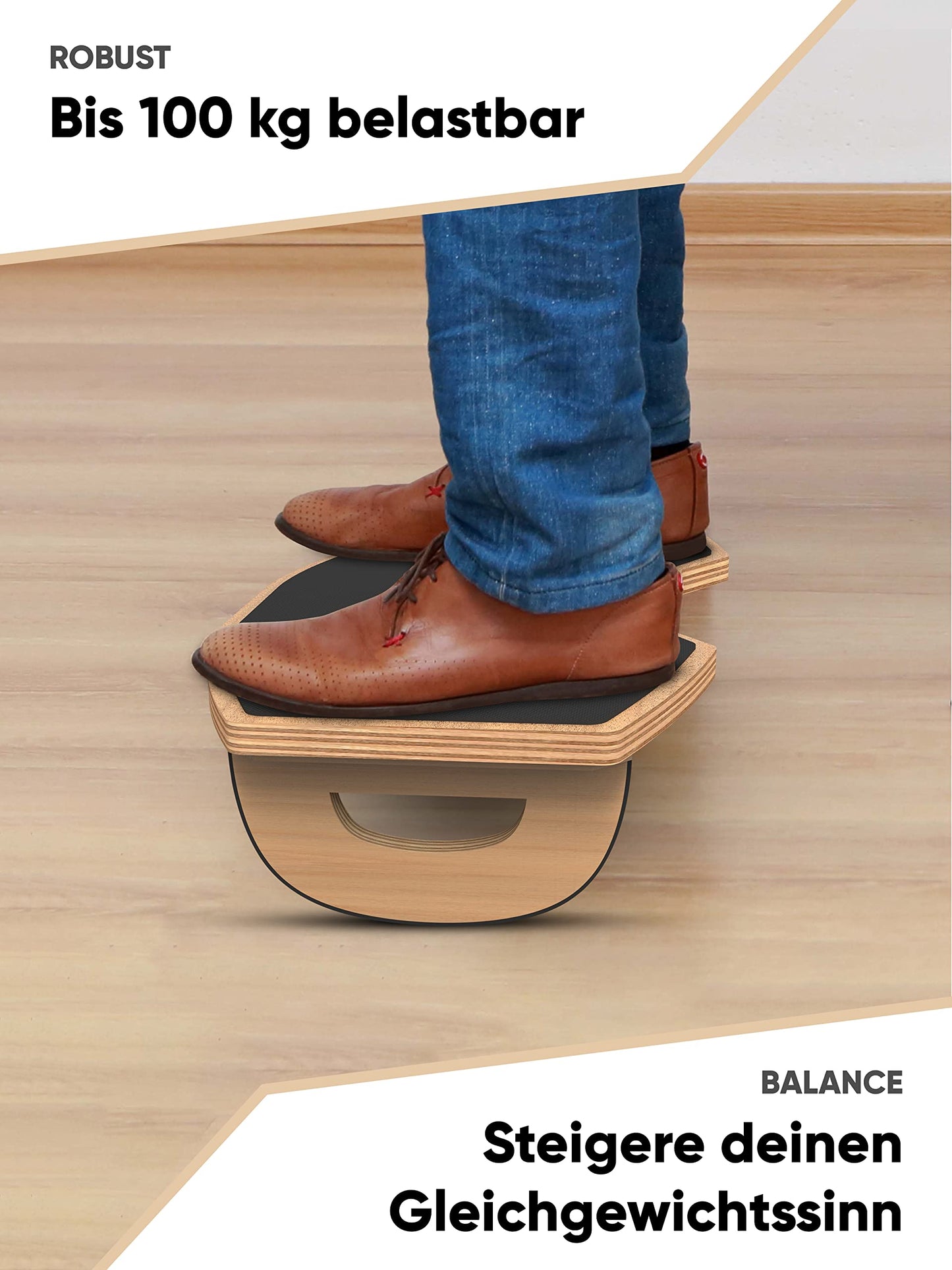 UNITURE® [NEU] Holz Fußstütze Schreibtisch Beinablage [Designed in Deutschland] Rutschfeste Fußablage Schreibtisch mit Wippfunktion - Bequemer Fußhocker fürs Büro - Footrest als Homeoffice Zubehör