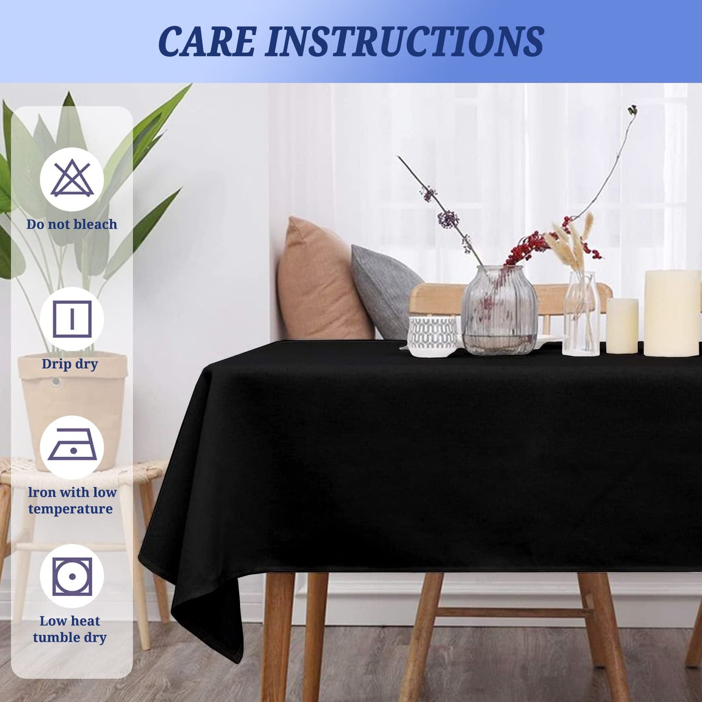 2er-Pack Schwarze rechteckige Tischdecke 153×260cm, waschbare rechteckige Tischdecke aus Polyestergewebe für 6 Ft Tisch perfekt für Geburtstag, Hochzeit, Bankett, Restaurant, Party, Babyparty