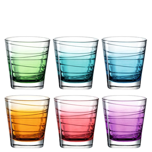 LEONARDO HOME 026844 Trinkglas VARIO STRUTTURA 6 Stück sortiert 250 ml Farbverlauf, Glas, Bunt