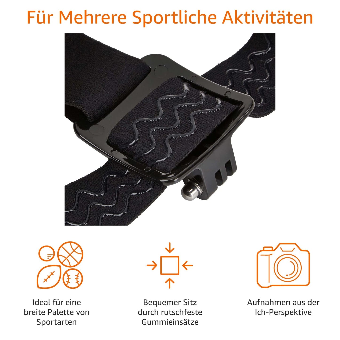 Amazon Basics Kopfgurt für GoPro Actionkamera, Schwarz