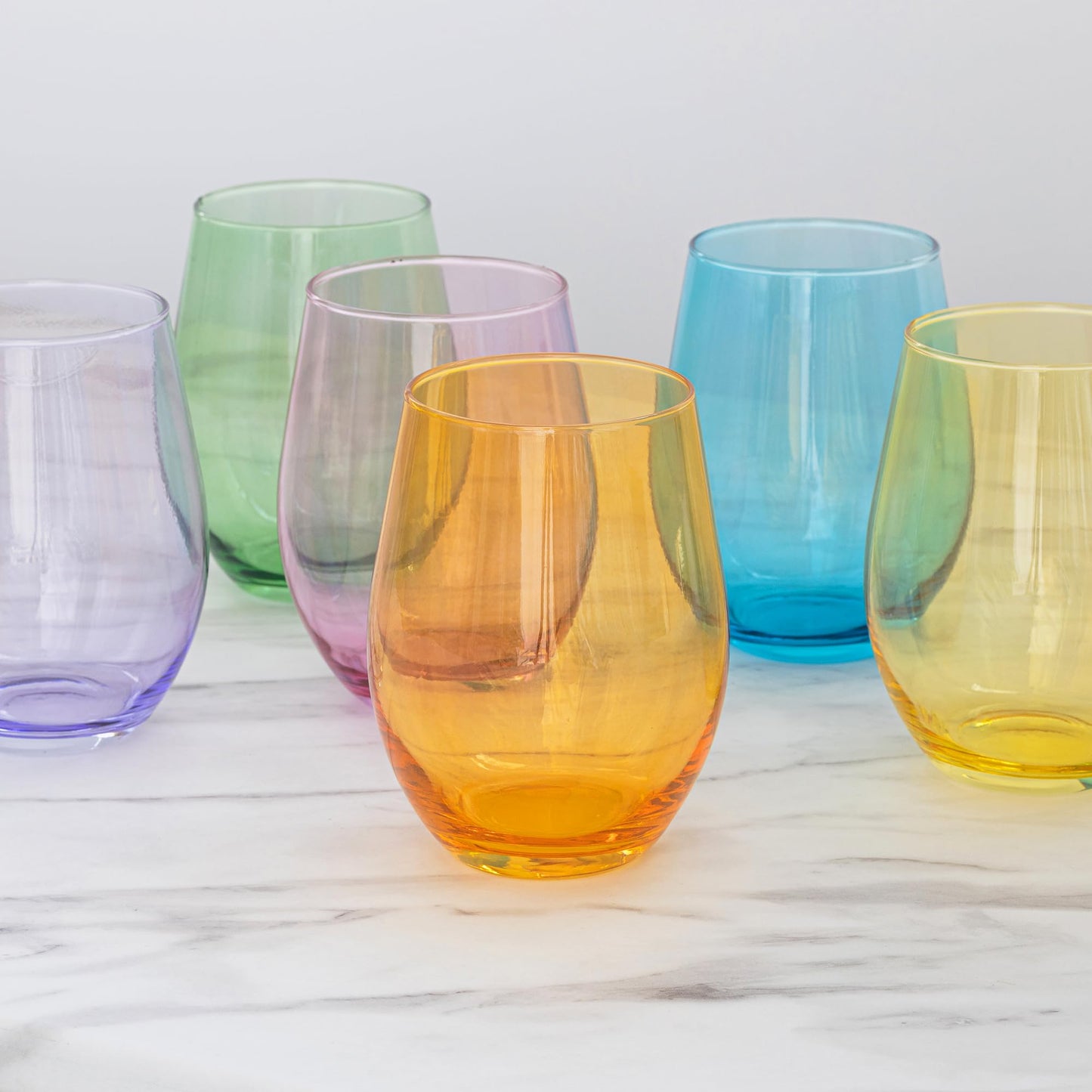 TREND FOR HOME Cocktailgläser 624 ml Bunte Gläser Set von 6 Sektgläser Longdrinkgläser Wassergläser Eiskaffee Bunt Dessertgläser Trinkgläser Groß Saftgläser | Phoebe Rainbow