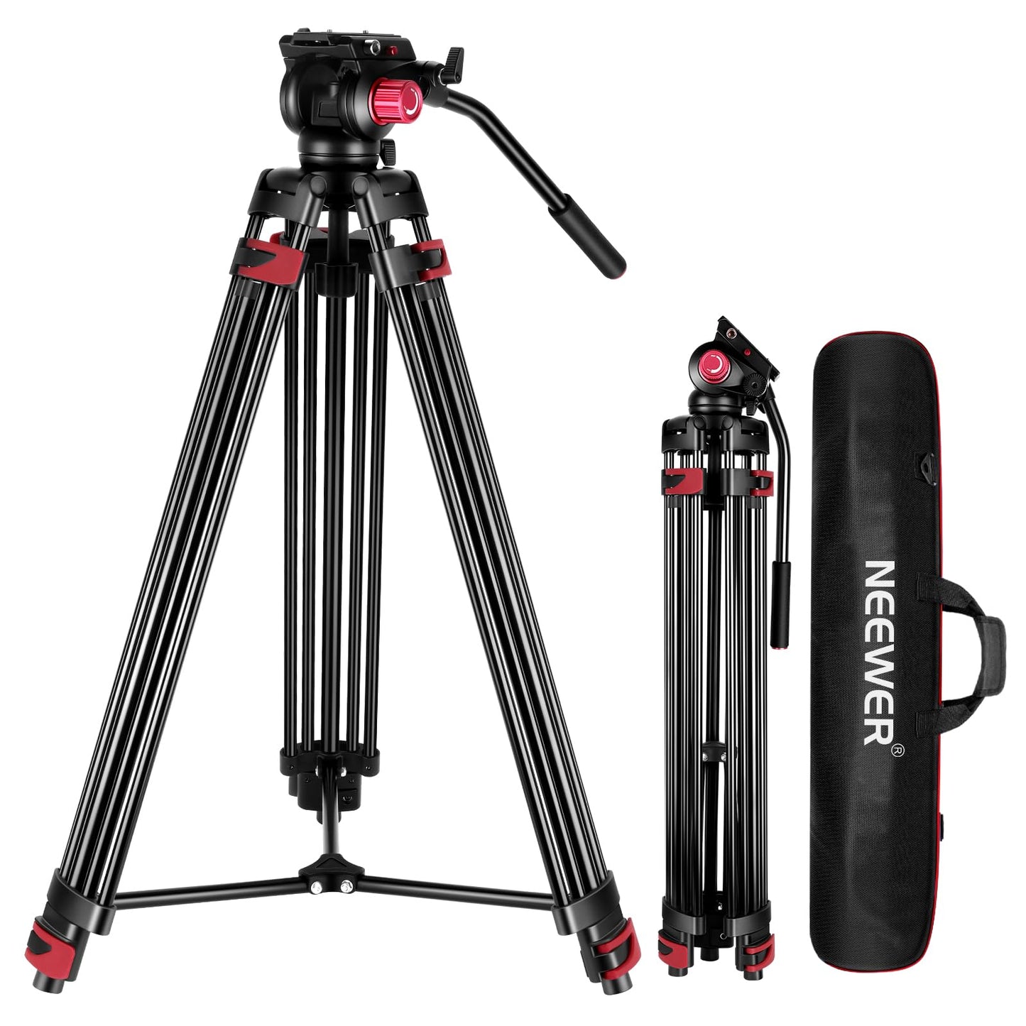 NEEWER 200cm Videostativ, Robustes Kamerastativ aus Aluminiumlegierung mit 360° Fluidkopf, Schnellwechselplatte kompatibel mit Canon Nikon Sony und Anderen DSLR Kamera Camcordern, 8kg Belastbarkeit