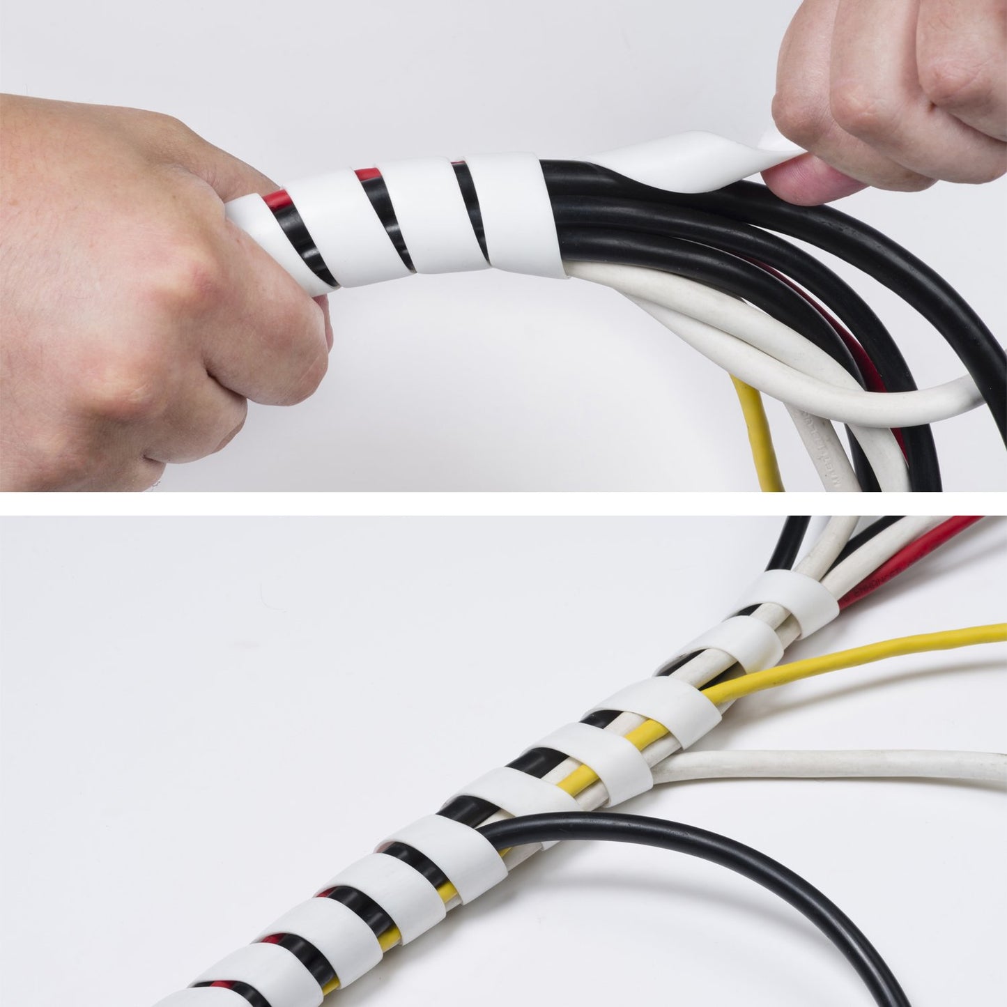 D-Line CTW2.5W Kabelspirale, Kabel-Spiralschlauch, hochwertiges Kabelmanagement, Spiral-Kabelschlauch dehnbar für 10–40mm breite Kabelbündel - Länge 2,5m - Weiß