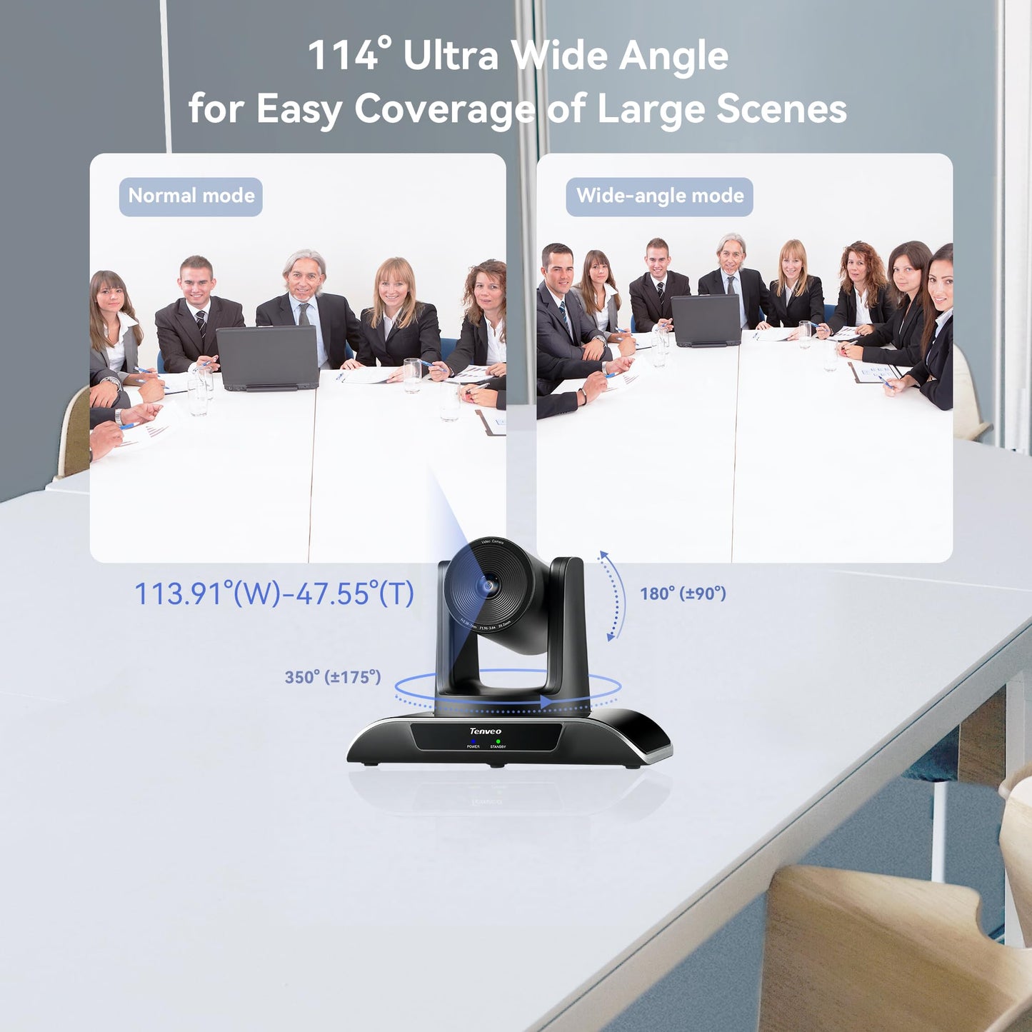 Tenveo PTZ Kamera HDMI/USB3.0 Konferenzkamera 3X optischer Zoom Konferenzraumkamera 1080p 60fps 114° Weitwinkel für Konferenzräume zusammen mit Skype Zoom Equipment (VHD3UPro)