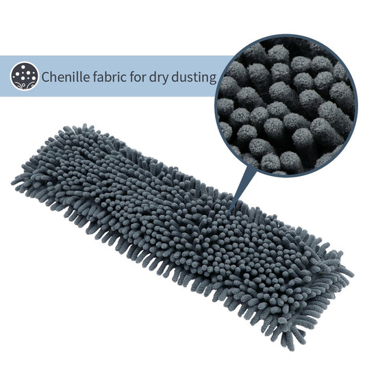 Masthome Flach Bodenwischer Set, 128 cm Chenille Flach Wischmopp mit 4 Wischpads, Wischer Set für Schnelle Reinigung Bodenreinigung, Send Scraping Dust Tool - Blau