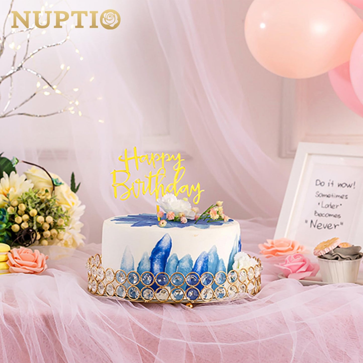 NUPTIO Tablett Spiegel Deko Kristallwaschtisch: 25cm Durchmesser Make Up Organizer Verziertes Deko Tablett für Parfüm Schmuck Kerzen und Make-up Weihnachten Hochzeitsfeier Wohnzimmer Deko