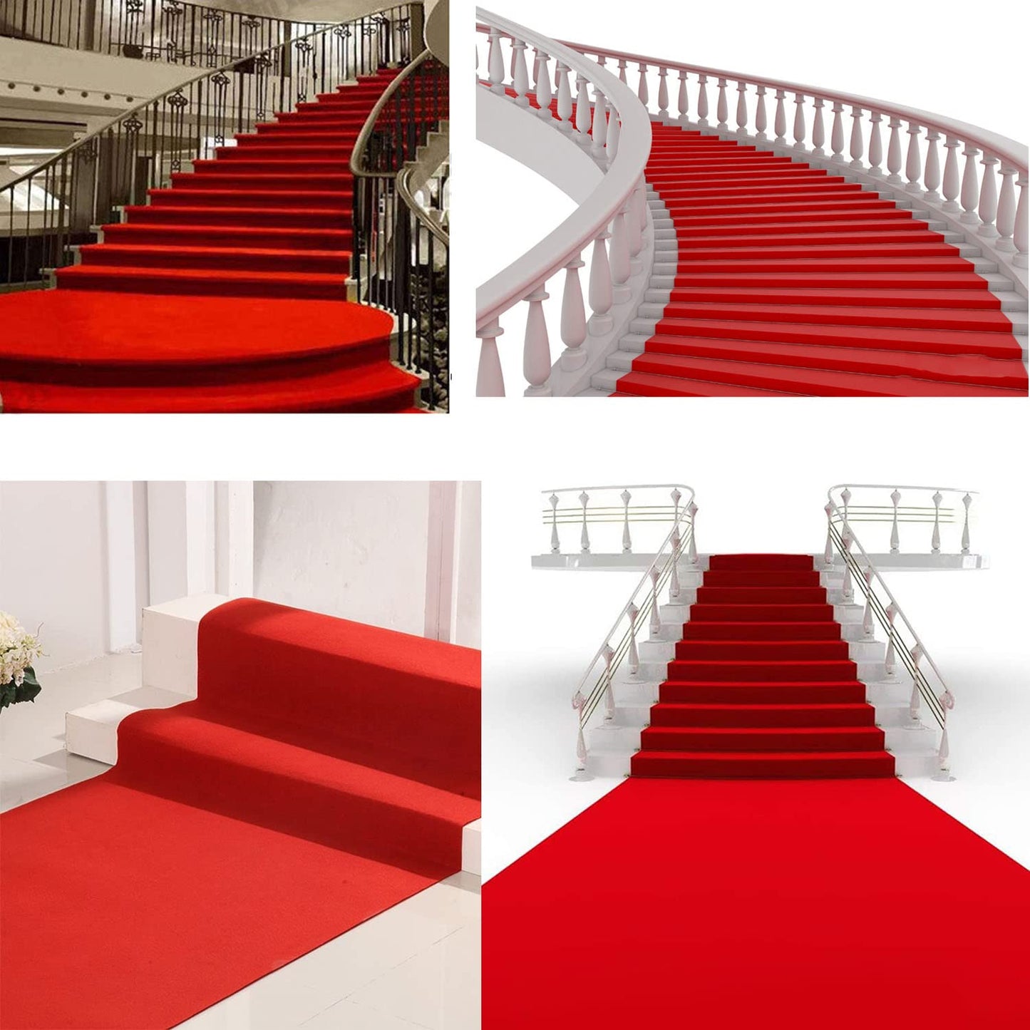 uyoyous Roter VIP-Teppich Hochzeitsteppich 10M Eventteppich Messeteppich 2mm Dicke Empfangsteppich Rot Party Hochzeits Lang Teppich Flur Gangläufer 10 x 1 M (L x B)