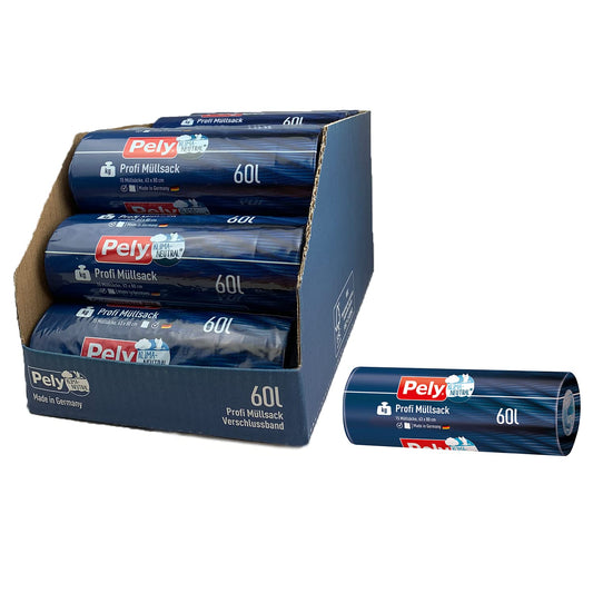 Pely Profi Müllsäcke 60 Liter, Vorteilspack 13 x 15 Stück, Vorteilspack, die sichere Entsorgung für Garten und Bauabfällen