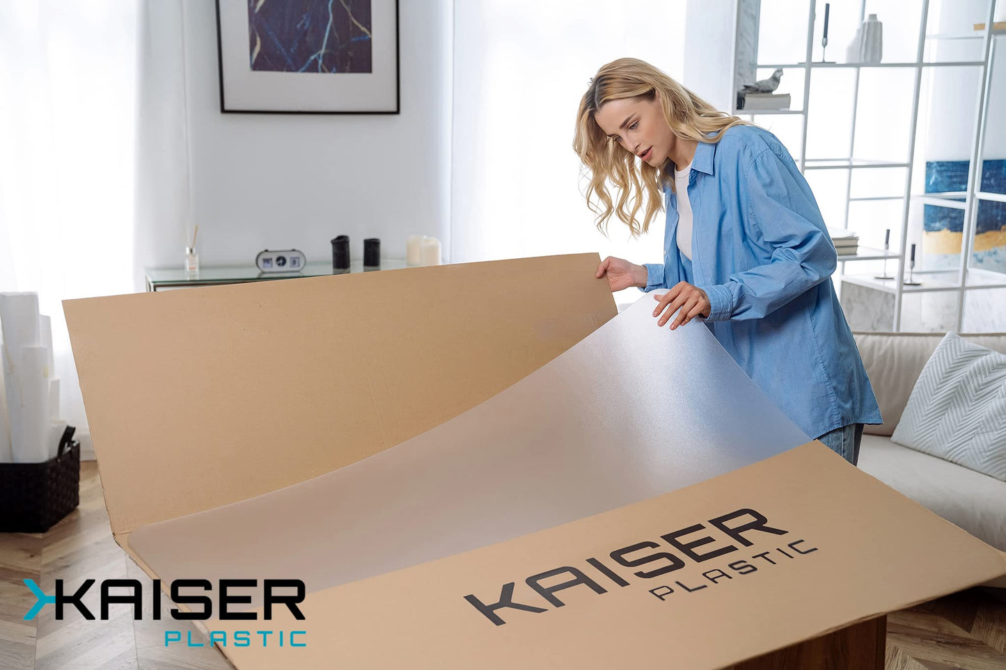 Kaiser Bodenschutzmatte Bürostuhl Unterlage Größe 74 x 120 cm - Stuhlmatte Unterlage Schreibtischstuhl transparent - Schutzmatte Bürostuhl rutschfest - Stuhlunterlage Made in Germany