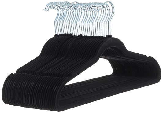 Amazon Basics - Samtbügel für Anzüge, 30er-Pack, Schwarz