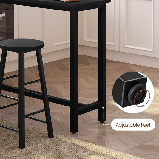 WOLTU 1x Bartisch Bistrotisch Stehtisch Esstisch, Metallgestell, Tischplatte aus MDF, Schwarz, 120x40x100cm(BxTxH)