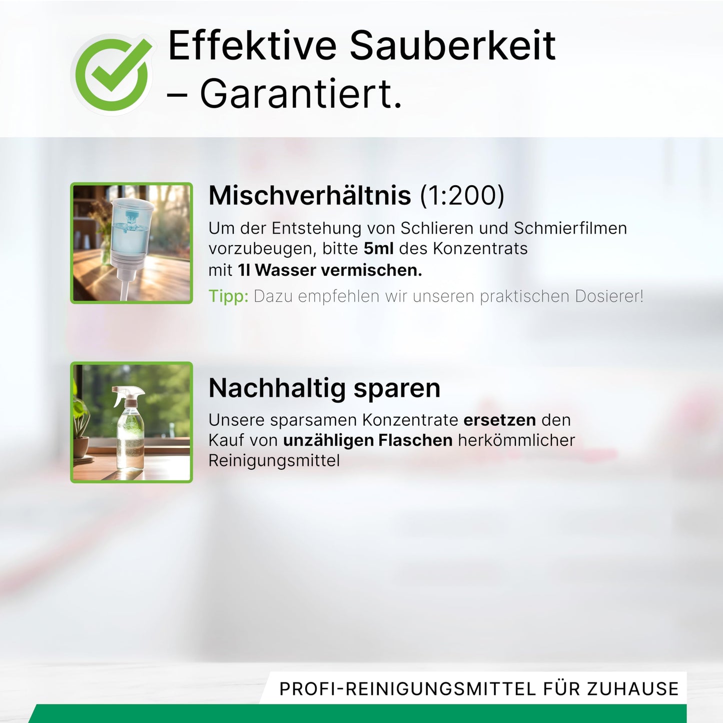 BiOHY Reinigungsmittel für Saugwischer mit Frischeduft (9 x 1 Liter) + Dosierer | 1:200 Konzentrat für alle Nass-Trockensauger | ideal für Fliesen, PVC, Parkett, Laminat & Teppich | streifenfreier