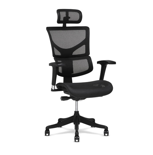 X-Chair X1 High End Arbeitsstuhl, schwarzes Flex-Mesh mit Kopfstütze – ergonomischer Bürositz/dynamische variable Lendenwirbelstütze/hochverstellbar/entspannte Liege/Perfekt für Büro oder Zuhause