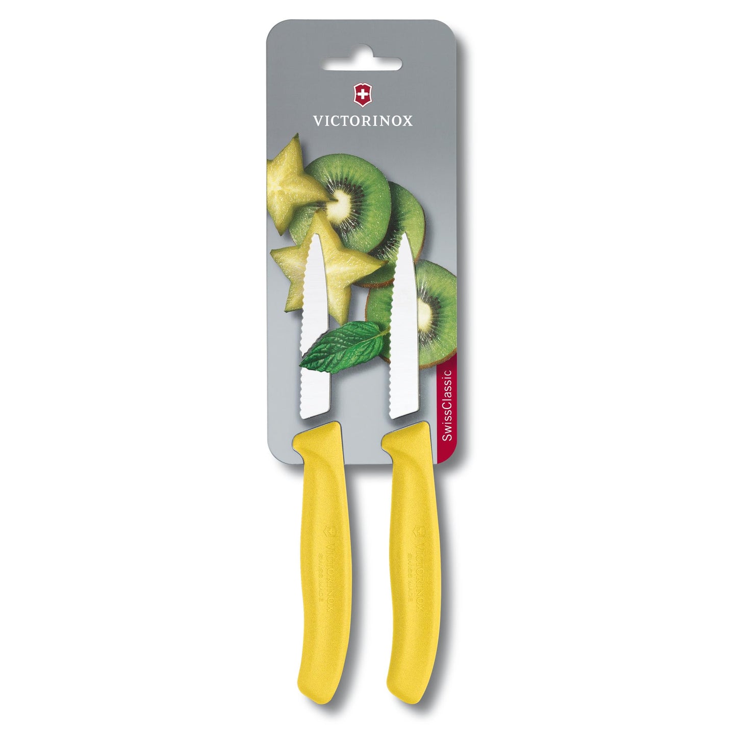 Victorinox, Swiss Classic, Profi Gemüsemesser, Extra Scharfe Klinge, Wellenschliff, 8 cm, Robuster Kunststoffgriff, Rostfreier Stahl, gelb