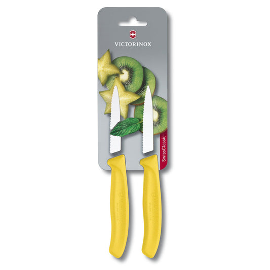 Victorinox, Swiss Classic, Profi Gemüsemesser, Extra Scharfe Klinge, Wellenschliff, 8 cm, Robuster Kunststoffgriff, Rostfreier Stahl, gelb