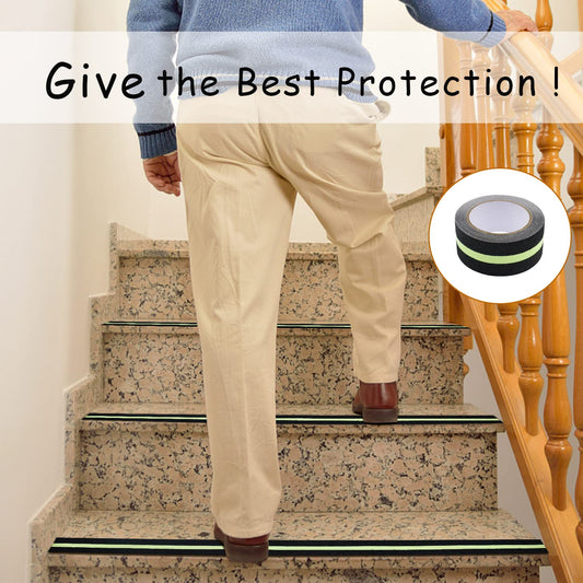 BOMEI PACK 2 Rollen Antirutschband Selbstklebend, im dunklen leuchten Sicherheit Klebeband, 5m * 50mm Anti-Rutsch-Klebeband Fluoreszierendes