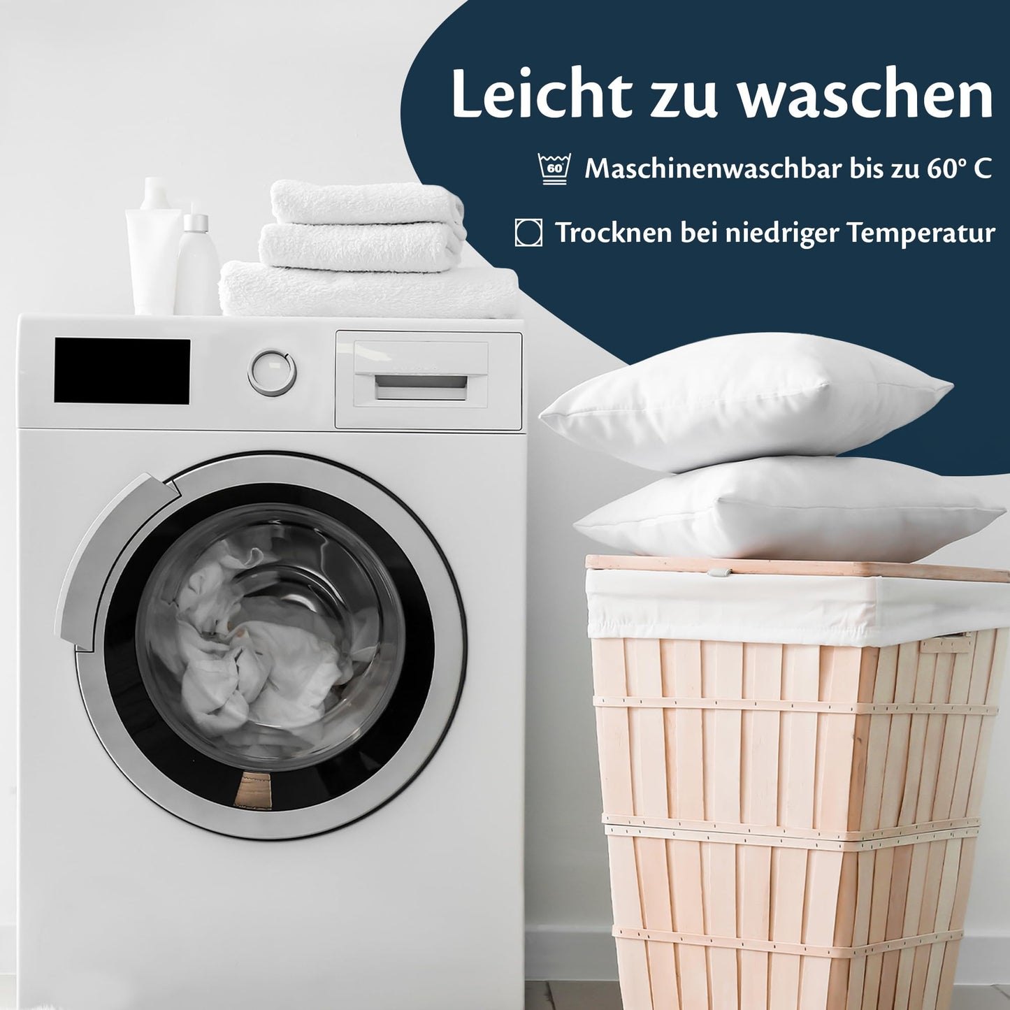 Kissenbezug 40 x 80 Mikrofaser Premium 2er Set Kissenhülle Deko für Kissen Bett/Sofa Stoff Superweicher Resistent Hypoallergen Anti-Milben Atmungsaktiv Kopfkissenbezug mit Verdecktem Zip Voll Waschbar