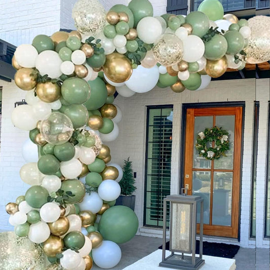 Ballon Girlande Grün,152 Stück Luftballon Girlande Grün mit Avocado Grüne Ballons Olive Grün Gold Ballons,Sage Green Ballon Set für Baby Shower Babyparty Geburtstag Party Hochzeit Deko