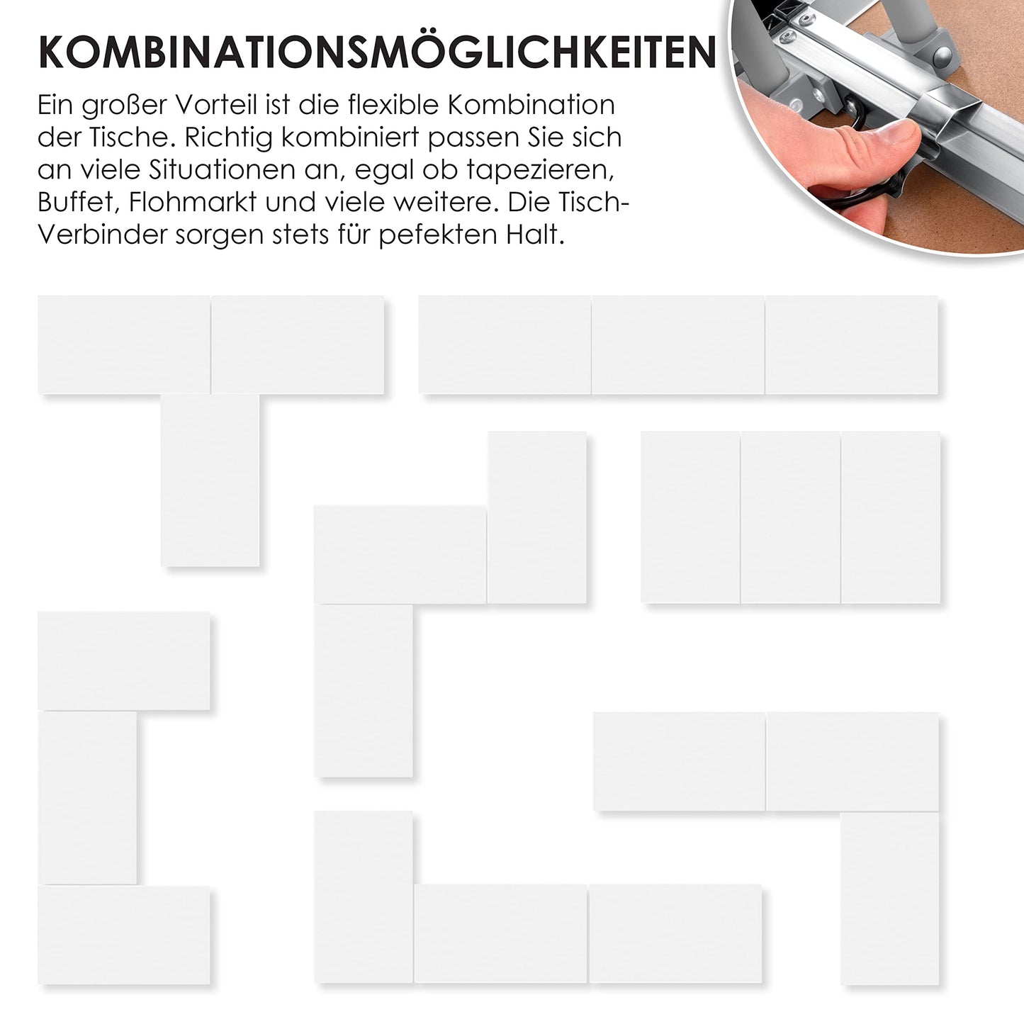 KESSER® Multifunktionstisch Profi 3- teilig, 100 x 60 cm, Tapeziertisch 30kg Tragkraft je Tisch Mit Ausziehfunktion Klapptisch Flohmarktisch Beistelltisch Mehrzwecktisch Campingtisch höhenverstellbar