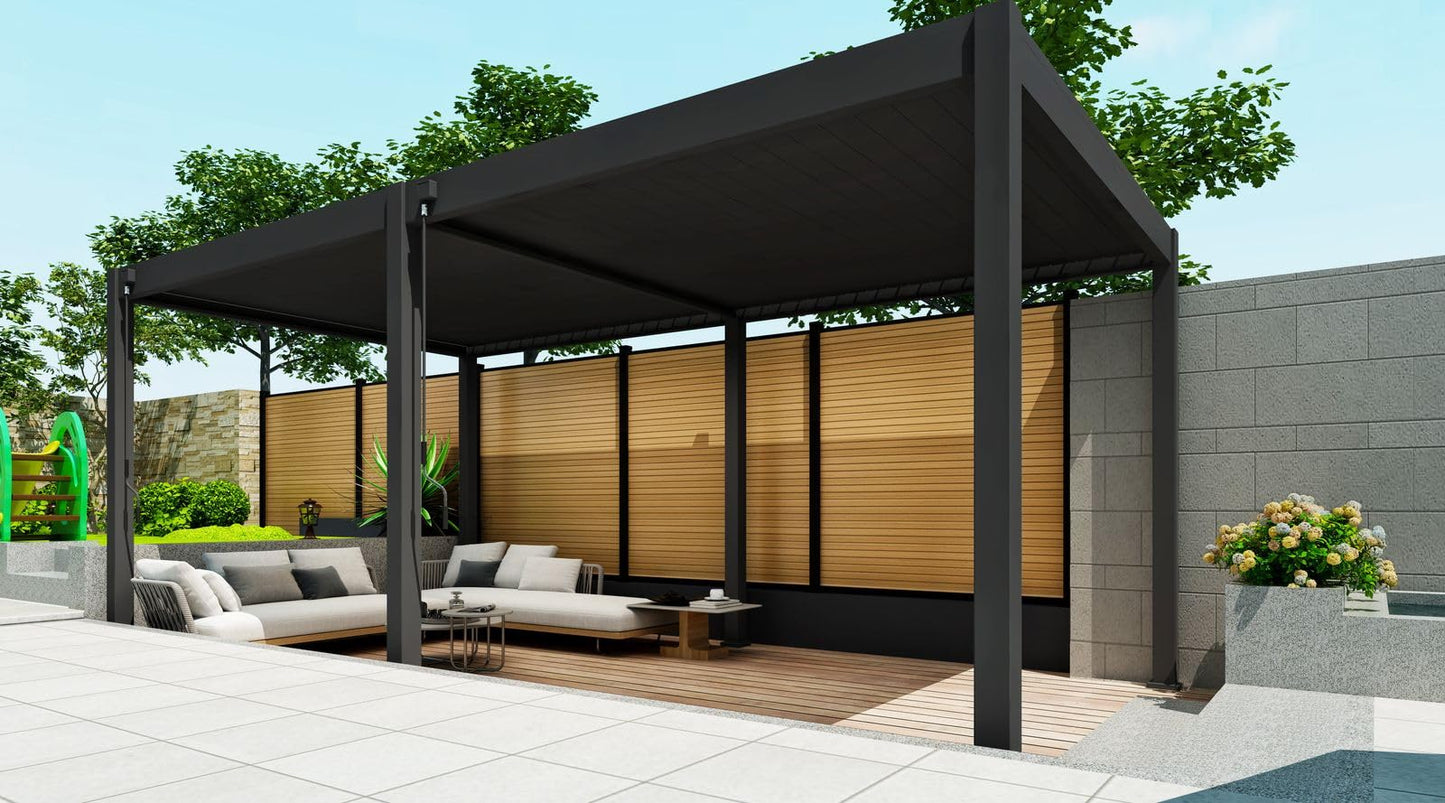 Weide Deluxe Pergola mit Lamellendach I Rostfreie & Robuste Voll-Aluminium Pavillon freistehend I Optimaler Schutz vor Sonne & Regen Dank verstellbaren Aluminium-Lamellen (Anthrazit, 3 x 6 M)