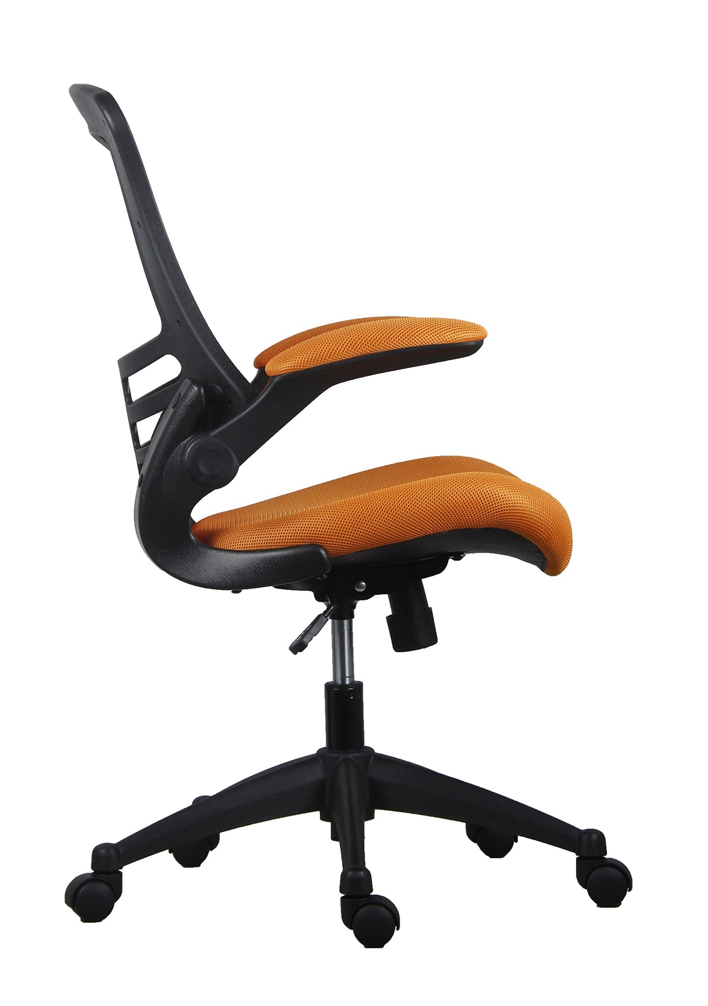 office hippo Gewebe-Operator-Bürostuhl, höhen- und kippverstellbarer ergonomischer Stuhl mit Spannungskontrolle, hochklappbare Armlehnen, für die tägliche Verwendung, bis zu 115 kg Tragkraft, Orange