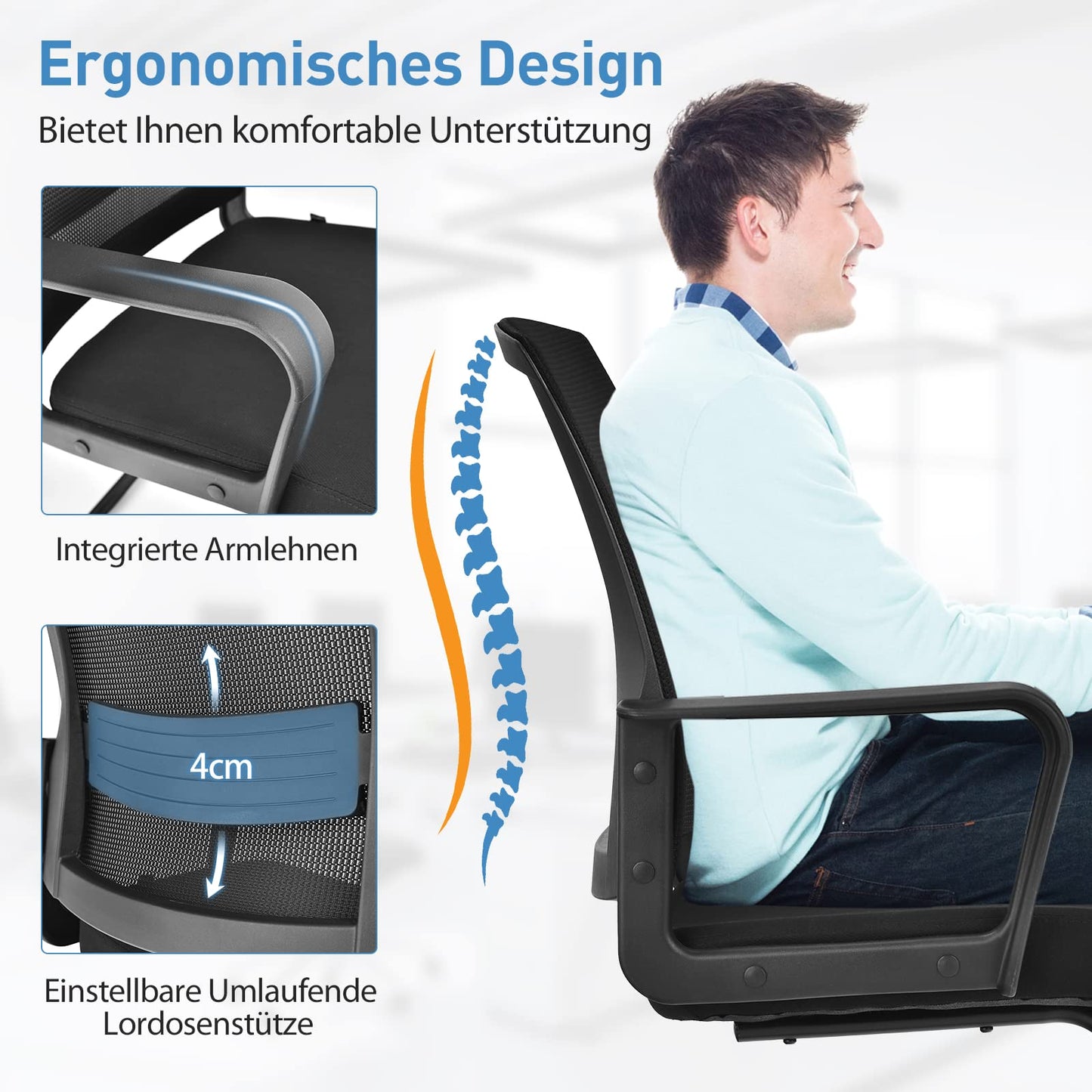 COSTWAY Freischwinger Stühle 2er Set, Schwingstühle mit Armlehne, Konferenzstühle, Bürostühle, Computerstühle bis 136kg belastbar, Schreibtischstühle für Büro, Arbeitszimmer