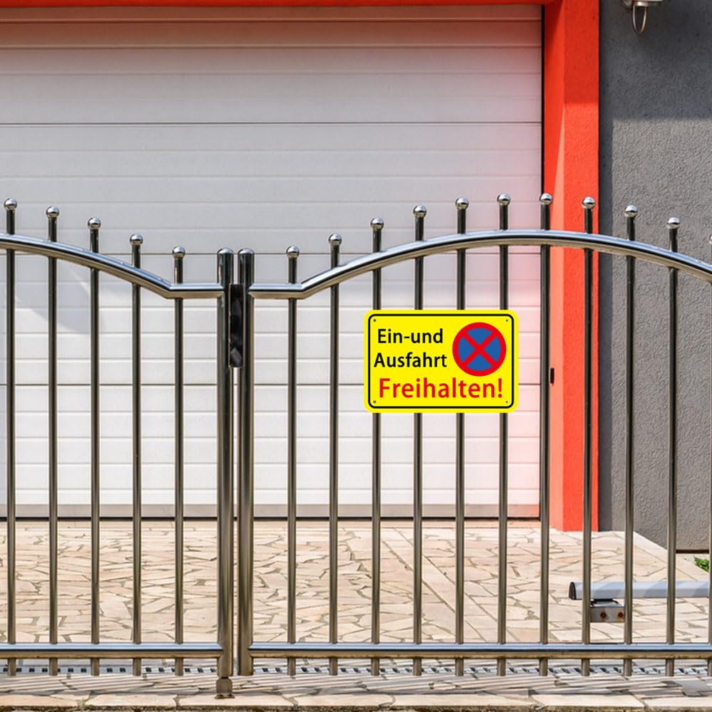 Einfahrt Ausfahrt Freihalten Schilder Metall Aluminium, 30X20 cm,Parken Verboten Schild Eingang Freihalten Auch Gegenüber, Warnschilder Verbotsschilder Zufahrt Freihalten