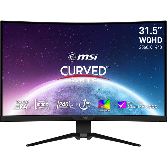 MSI MAG 325CQRXFDE 31,5 Zoll WQHD Curved Gaming Monitor - 1000R, 2560 x 1440 Rapid VA Panel, 240 Hz / 1ms, 115% sRGB, DisplayHDR 400, Adaptive Sync, Mystic Light - DP 1.4a, HDMI 2.0, USB Typ-C