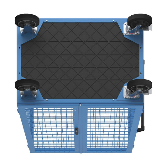 eurokraft pro Etagenwagen mit Doppelflügeltüren, höhenverstellbar, ohne Etagenböden, Lichtblau RAL 5012