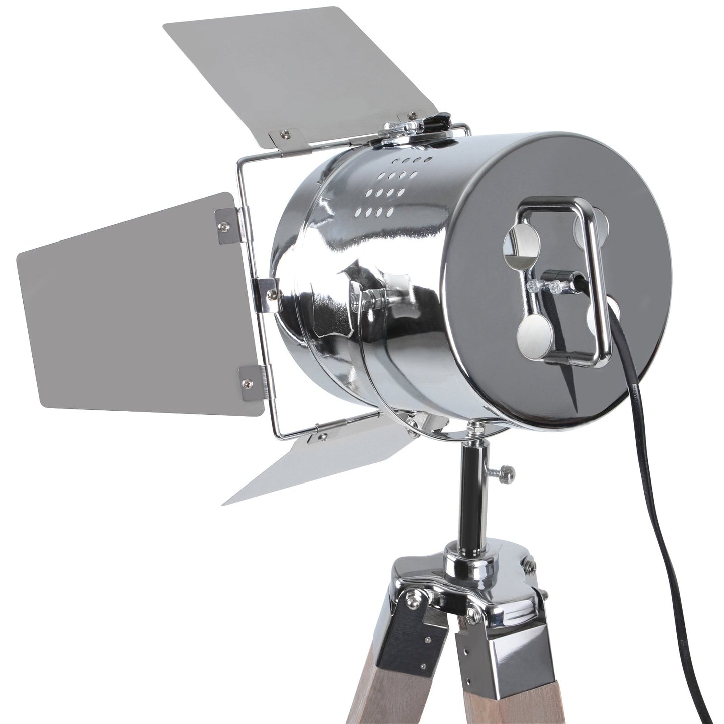 Jago® Stehlampe mit Stativ aus Holz - LED, E27, Höhenverstellbar max. 148 cm, Vintage, Farbwahl - Tripod Lampe, Dreifuss Stehleuchte, Standleuchte, Studiolampe (Antikes Holz)