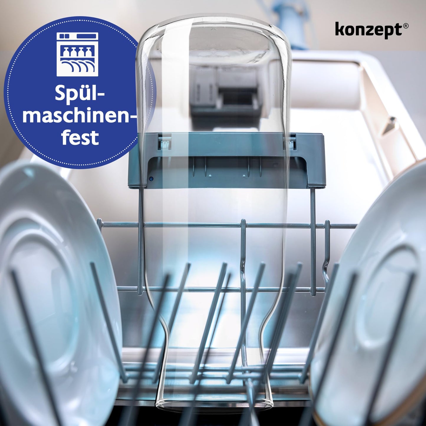 KONZEPT Wasserkaraffe ohne Deckel, Glaskaraffe 1 liter, Karaffe ideal für Wasser, Saft, Wein, Limonade, Coctails und Milch