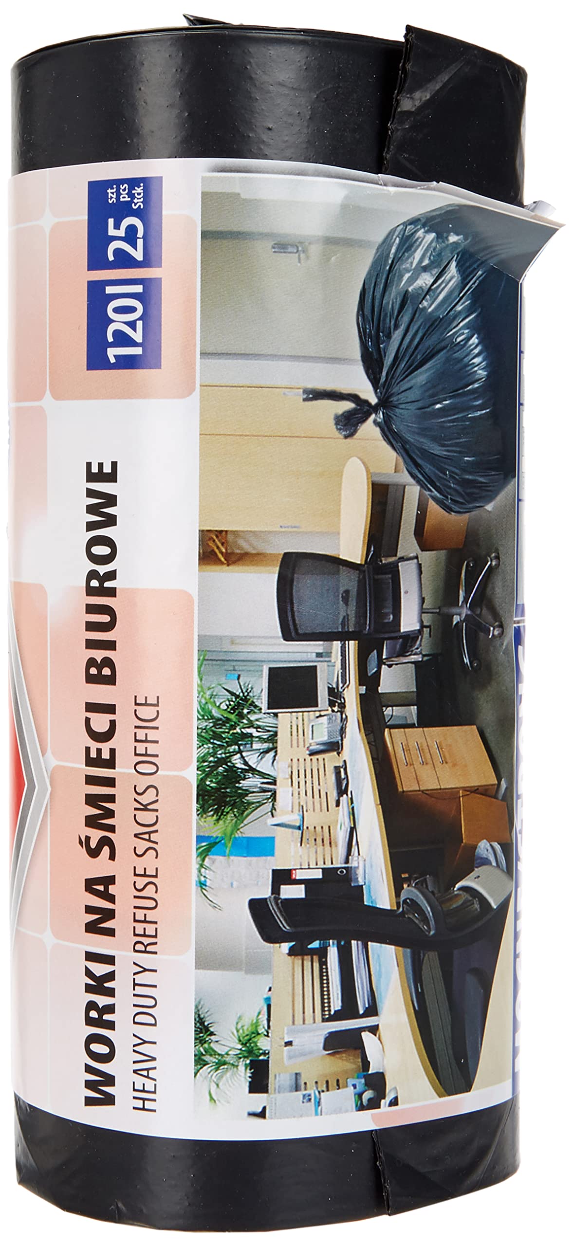 Office Products 22021236-05 Müllbeutel 120 L - 25 Stück LDPE| Müllsäcke Mülltüte Abfallsäcke Mülltüte für Den Hausmüll für das Büro| Farbe: Schwarz | Foliendicke: 28 μm