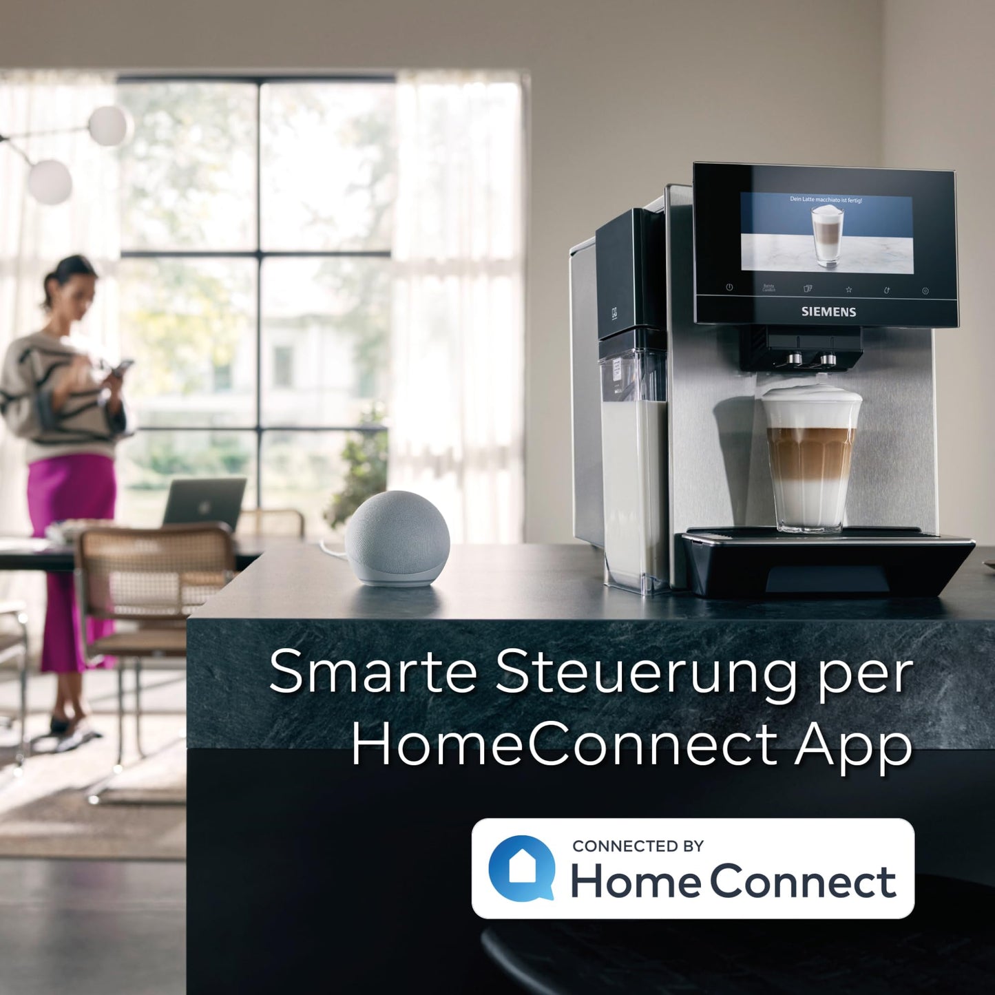 SIEMENS Kaffeevollautomat EQ900 plus TQ903DZ3, automat. Reinigung und Entkalkung, App-Steuerung, intuitives Full-Touch-Display, Barista-Modus, Geräuschreduzierung, Premiummahlwerk, 1500 W, edelstahl