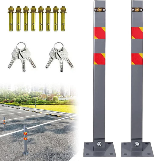 A,2pcs, Parkpfosten Absperrpfosten Mit Schlüssel Klappbar Parkplatzsperre Parkplatzsperren Hohe Sichtbarkeit Robust Standfuß Sperrpfosten Set Abnehmbarer Sicherheitspfosten