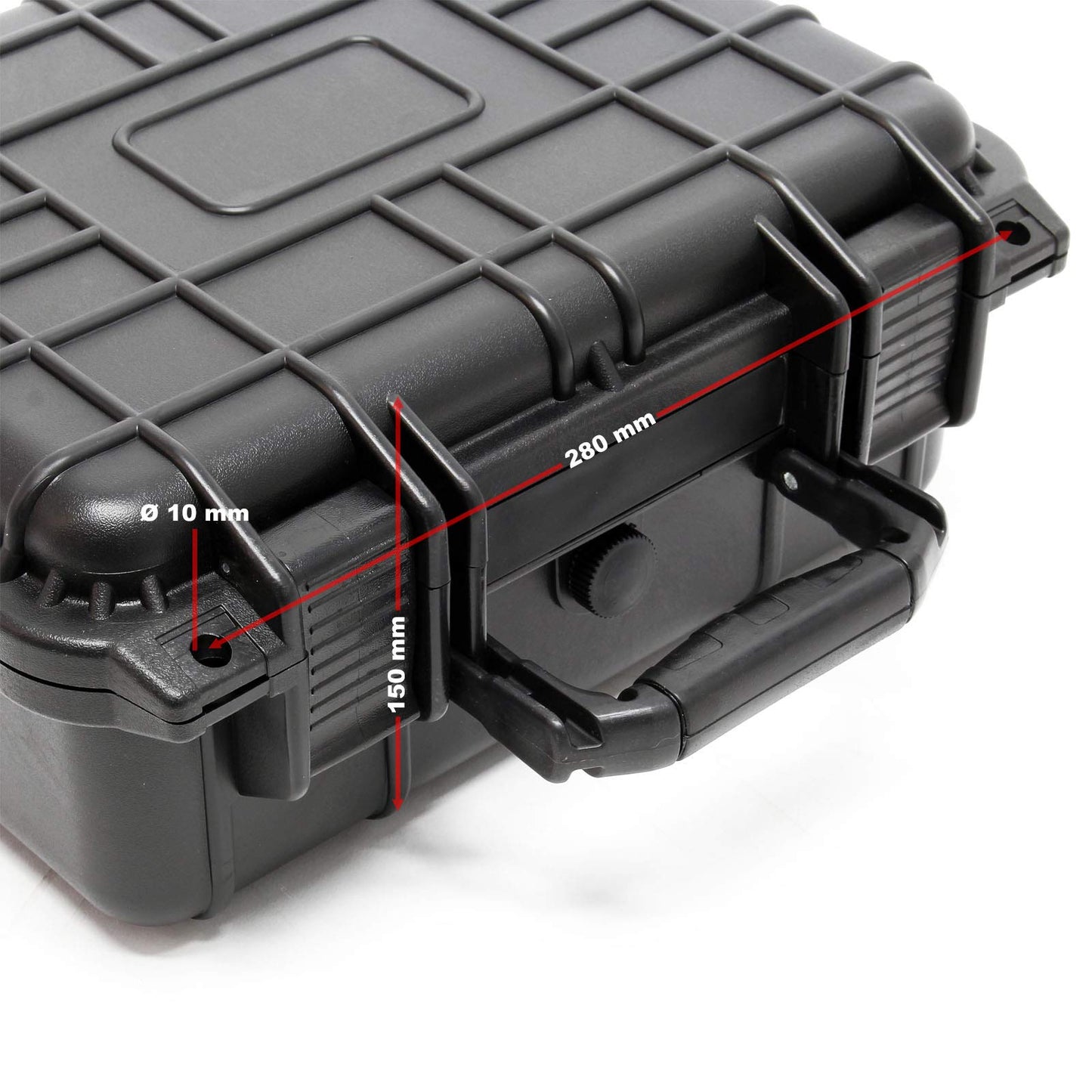 Wiltec Universalkoffer 35x29,5x15 cm schwarz, Schutzkoffer wasserdicht mit Druckausgleichsventil & anpassbaren Schaumstoffmatten