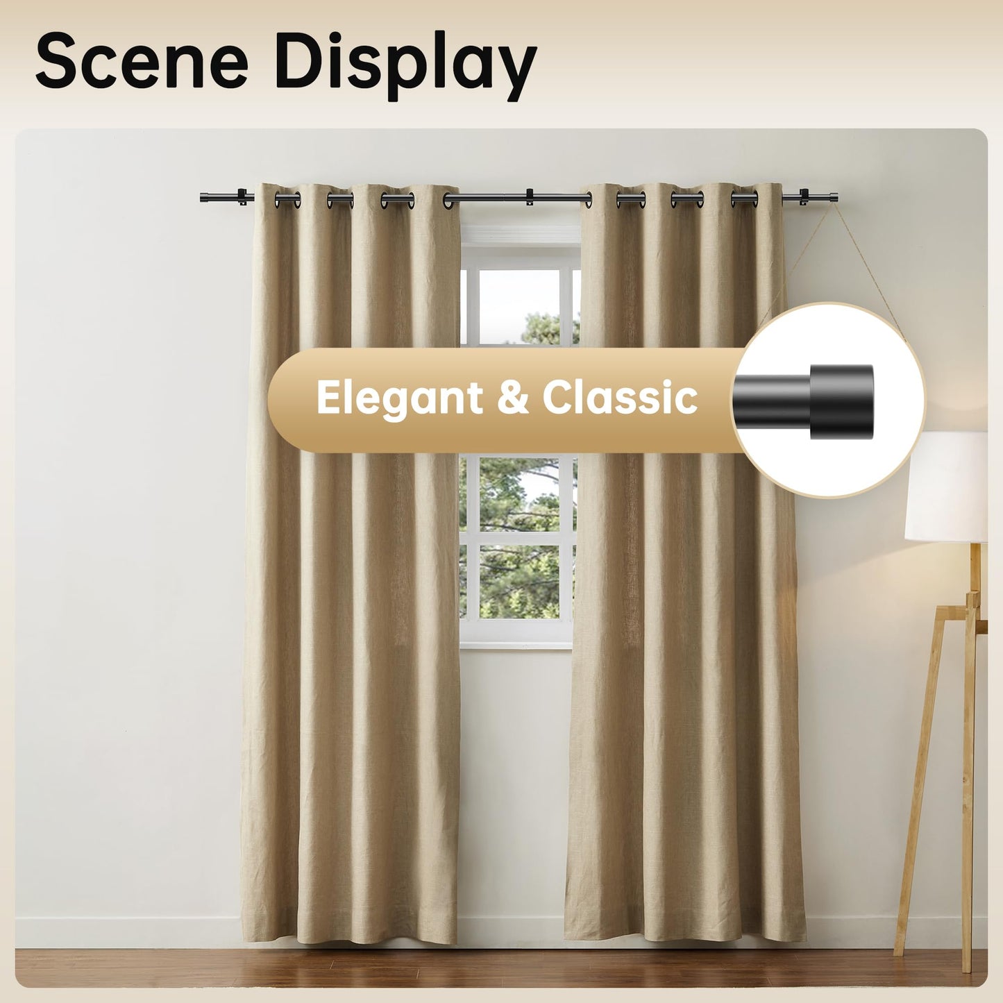 Ausziehbare Gardinenstangen 76-280cm, Dia 19mm Verstellbare Gardinenstange mit Kappenknäufen für Ösenvorhänge, Elegante Dekorative Vorhangstangen für Schlafzimmer