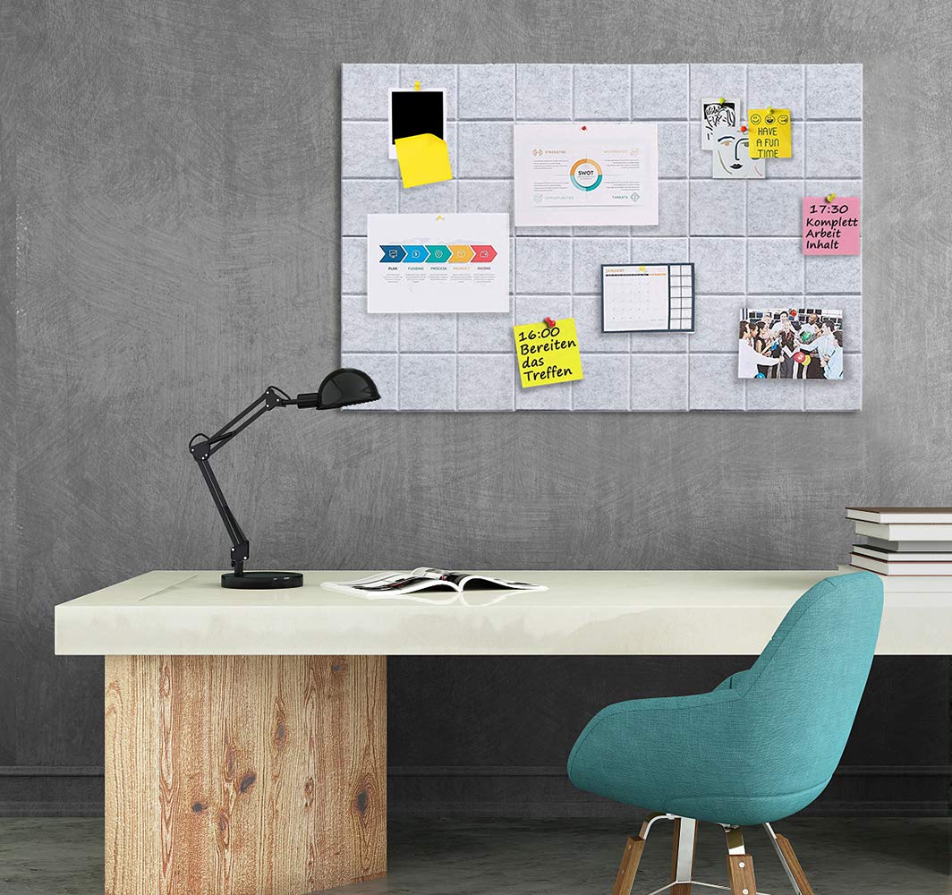 Uoisaiko Große Filz Pinnwand Selbstklebend mit 30 Pinnnadeln, 6 Stück 30x30cm Filzboard Memotafeln Memo Boards Bulletin Board Wanddekoration für Büro Küche, Fotos Memos