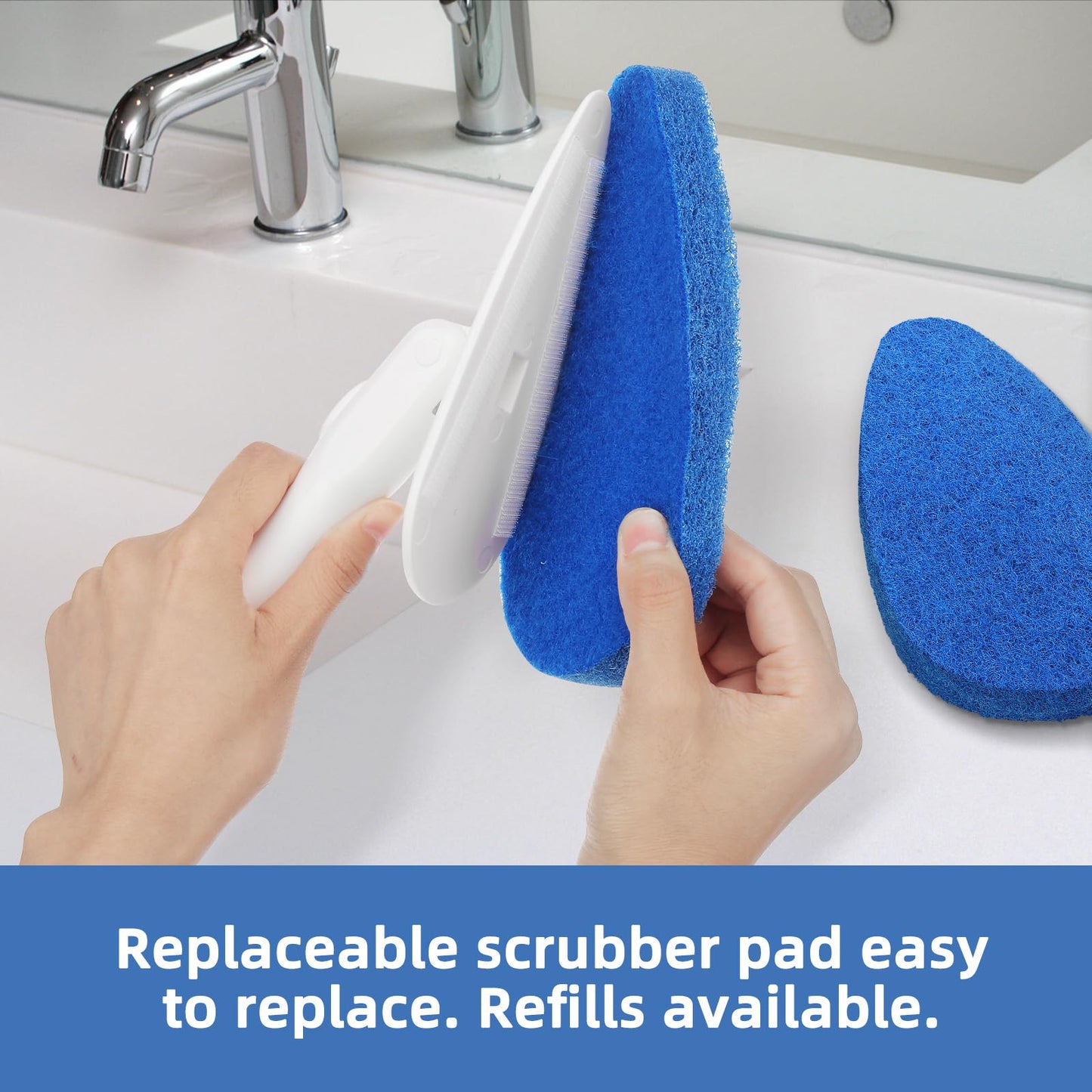 Qaestfy Reinigungsbürste Bad Dusche Schrubber mit Stiel Fliesenreiniger 5 Kratzfeste Pads Badreiniger mit 130cm Stiel für Duschwand Badewanne Badezimmer Wand Boden