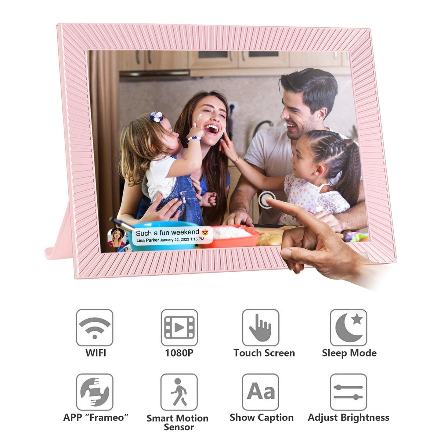 Cytem 10.1 Zoll Digitaler Bilderrahmen | WLAN mit FrameO Software | 32GB | Bewegungssensor | Automatische Bilddrehung |16:10 IPS Display 1280x800 | Touch-Screen | Pink