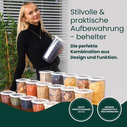 uandu Vorratsdosen mit Deckel Luftdicht - 12er Vorratsbehälter Set | Aufbewahrungsbox Küche Aufbewahrung & Organisation | BPA Frei | Küchen Organizer | Vorratsdosen für alle trockenen Lebensmittel