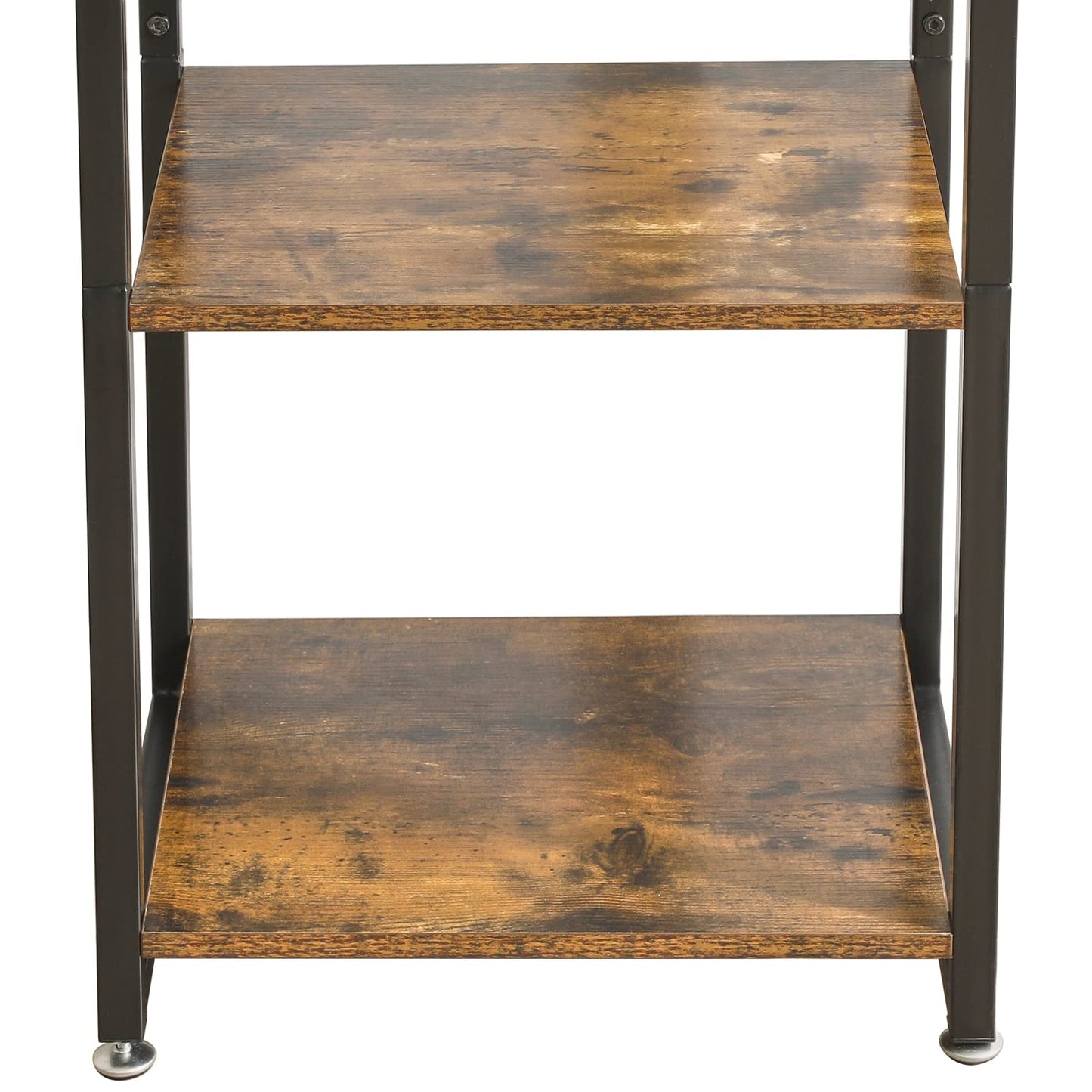 IBUYKE Garderobenständer, Kleiderständer mit 3 Ablagen und 8 Haken, Freistehende Garderobe, Industrie-Stil, für Schals, Taschen, Regenschirme und Boxen, Vintagebraun-schwarz TMJ088H