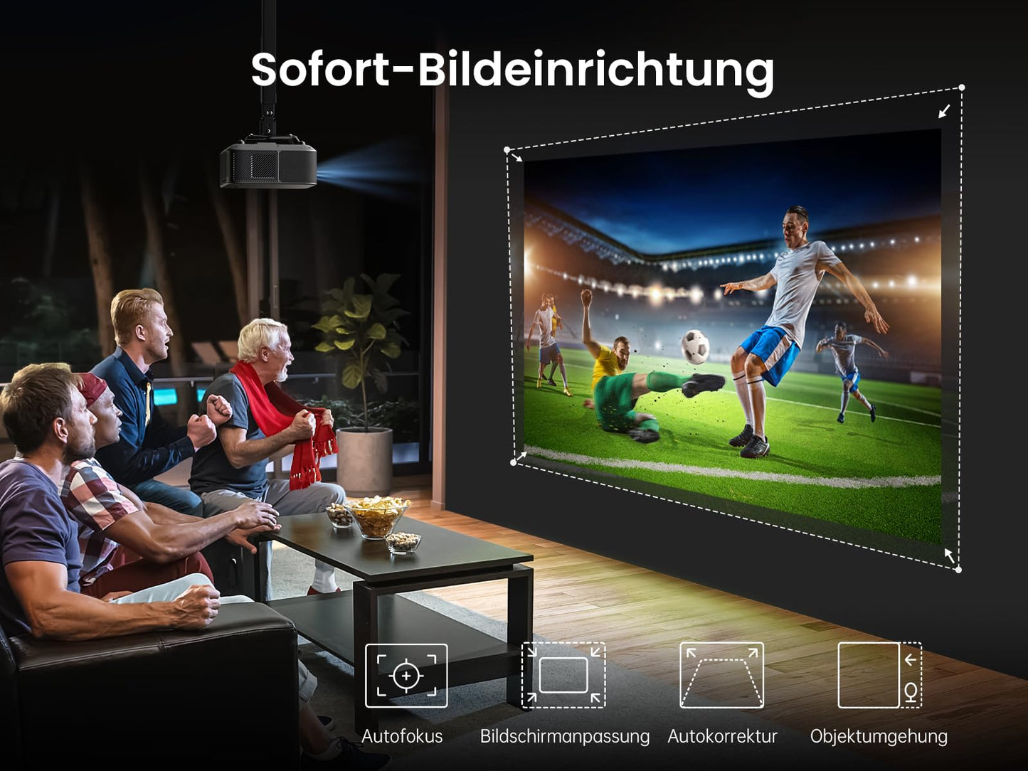 Yaber K3 Smart Beamer 【1600 ANSI & Google TV & Sound by JBL】 Tageslicht Beamer mit WiFi 6 & Bluetooth, Handy Projektor für Heimkino&Outdoor, Auto-Bildeinstellung, Netflix & 7000+ Apps (Silbergrau)