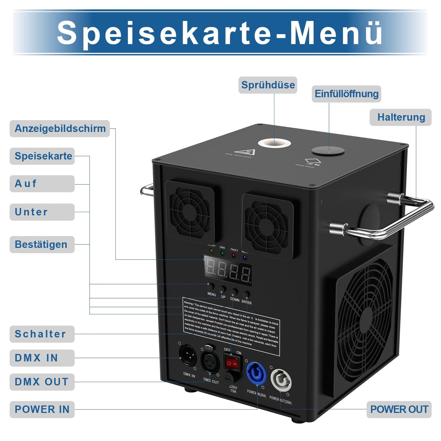 KRIDERISH Pyrotechnikmaschinen, Schwarz 2PC 530W DMX Cold Spark Maschine mit Flightcase, Fernsteuerung für Partys Halloween Weihnachten Hochzeiten Sportveranstaltungen