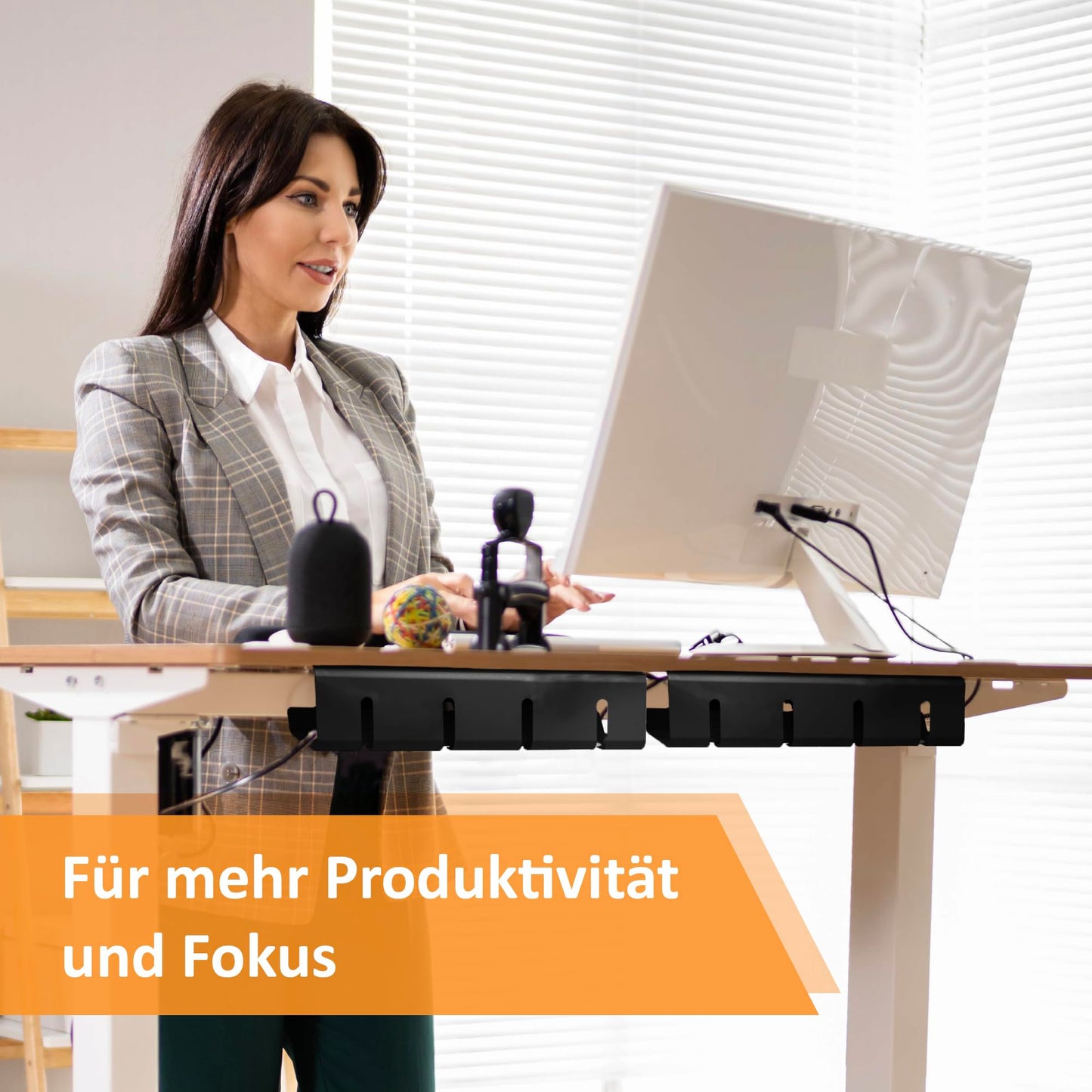Stilemo® Kabelkanal Schreibtisch - Kabelmanagement Schreibtisch Organizer Kabeldurchführung - Cable Management Kabelhalter Kabelwanne Tisch 2er Set - 43x12x10 cm - Kabelkorb Schwarz